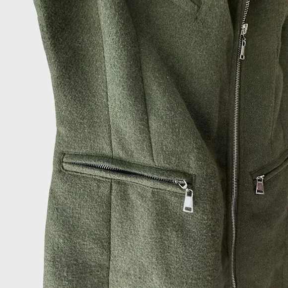 NWT 7 FOR ALL MANKIND LONG ASYMMETRICAL ZIPPERED DARK GREEN VEST | SIZE: SMALL - Picture 5 of 11